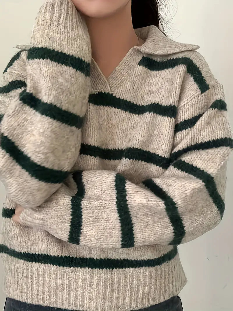 Gillian - Gestrickter Pullover mit V-Ausschnitt