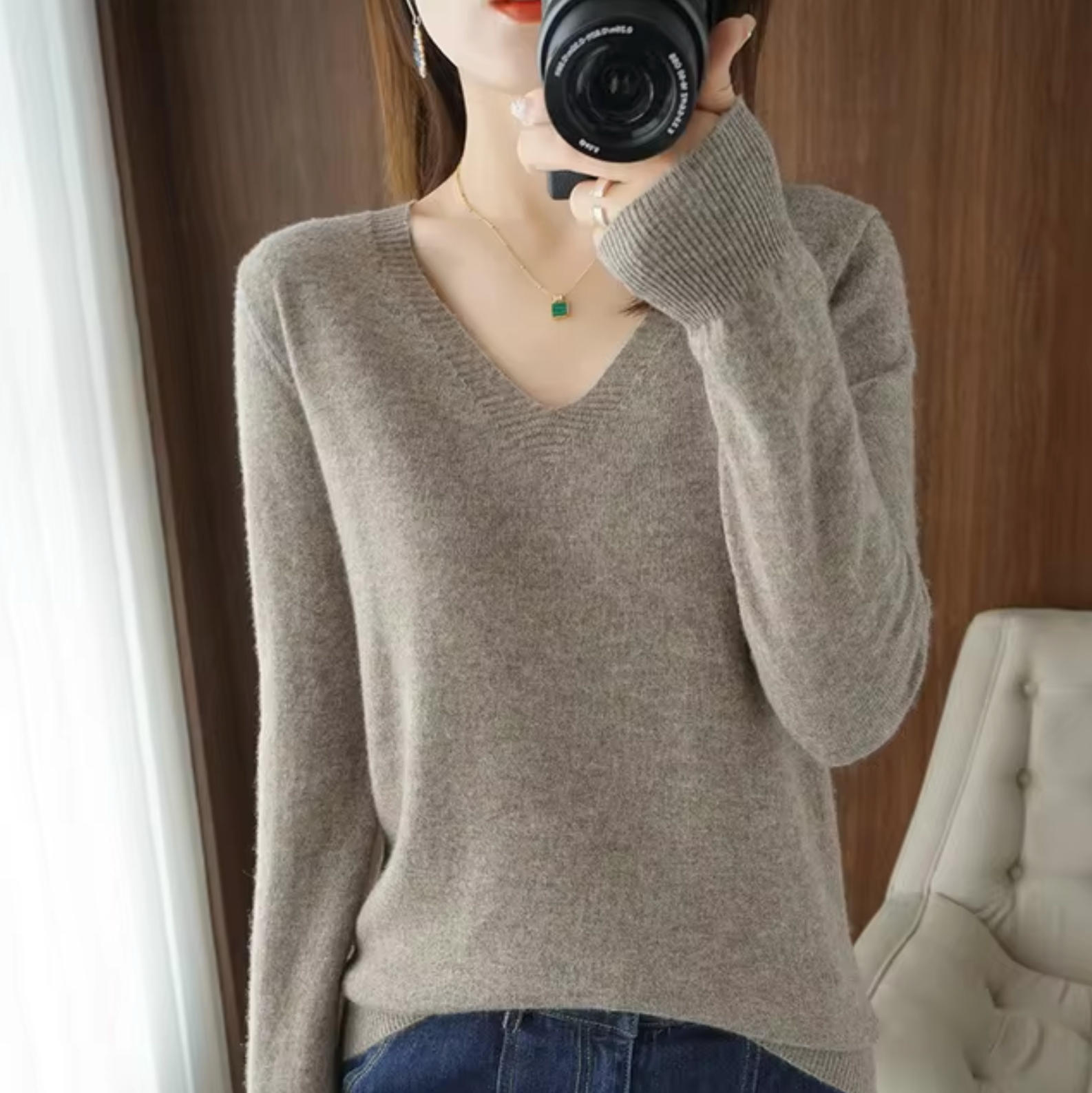 Wynn - Strickpullover mit V-Ausschnitt