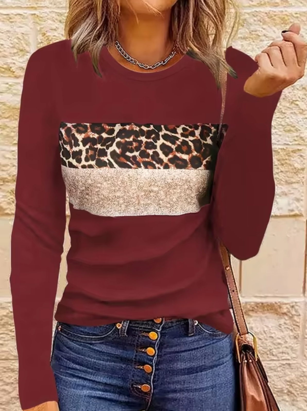 Myline – Langärmliges T-Shirt mit Leopardenmuster