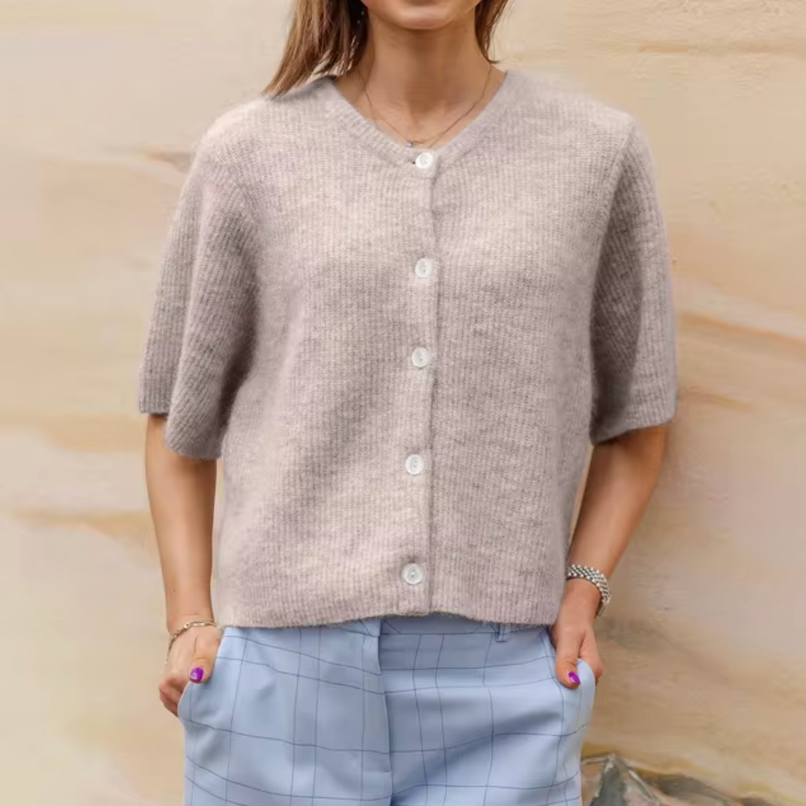 Jackie – Gestrickter, kurzärmliger Cardigan