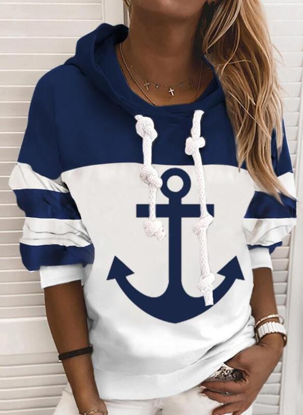 Magda - Anker Langarm-Kapuzenpullover mit Farbblock