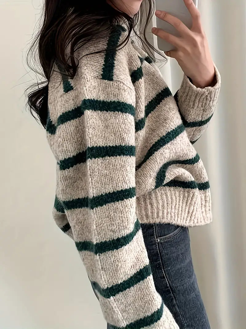 Gillian - Gestrickter Pullover mit V-Ausschnitt