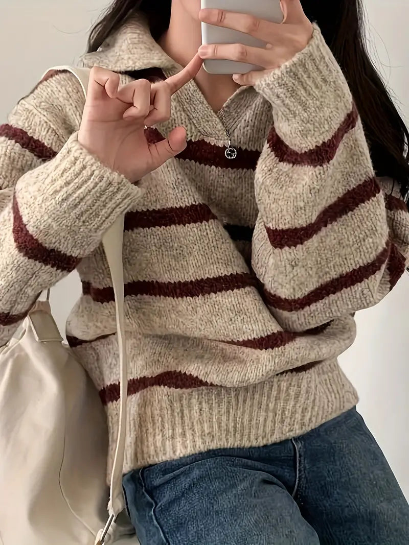 Gillian - Gestrickter Pullover mit V-Ausschnitt