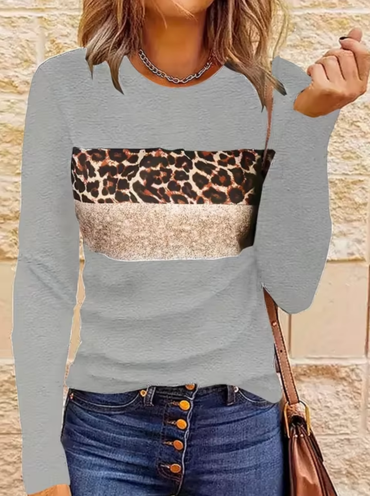 Myline – Langärmliges T-Shirt mit Leopardenmuster