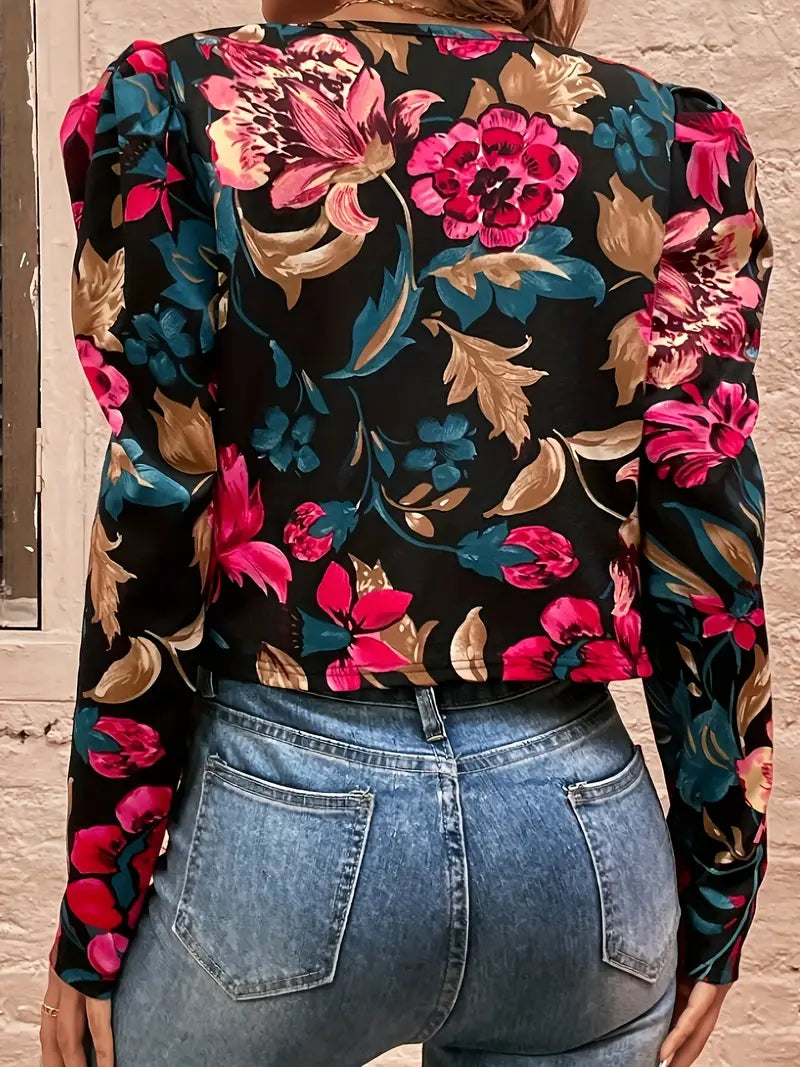 Shauna – Jacke mit Blumenmuster und offener Vorderseite