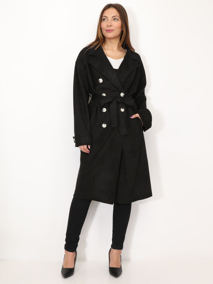 WinterGlanz - Klassischer Wildleder-Trenchcoat für stilvolle Eleganz