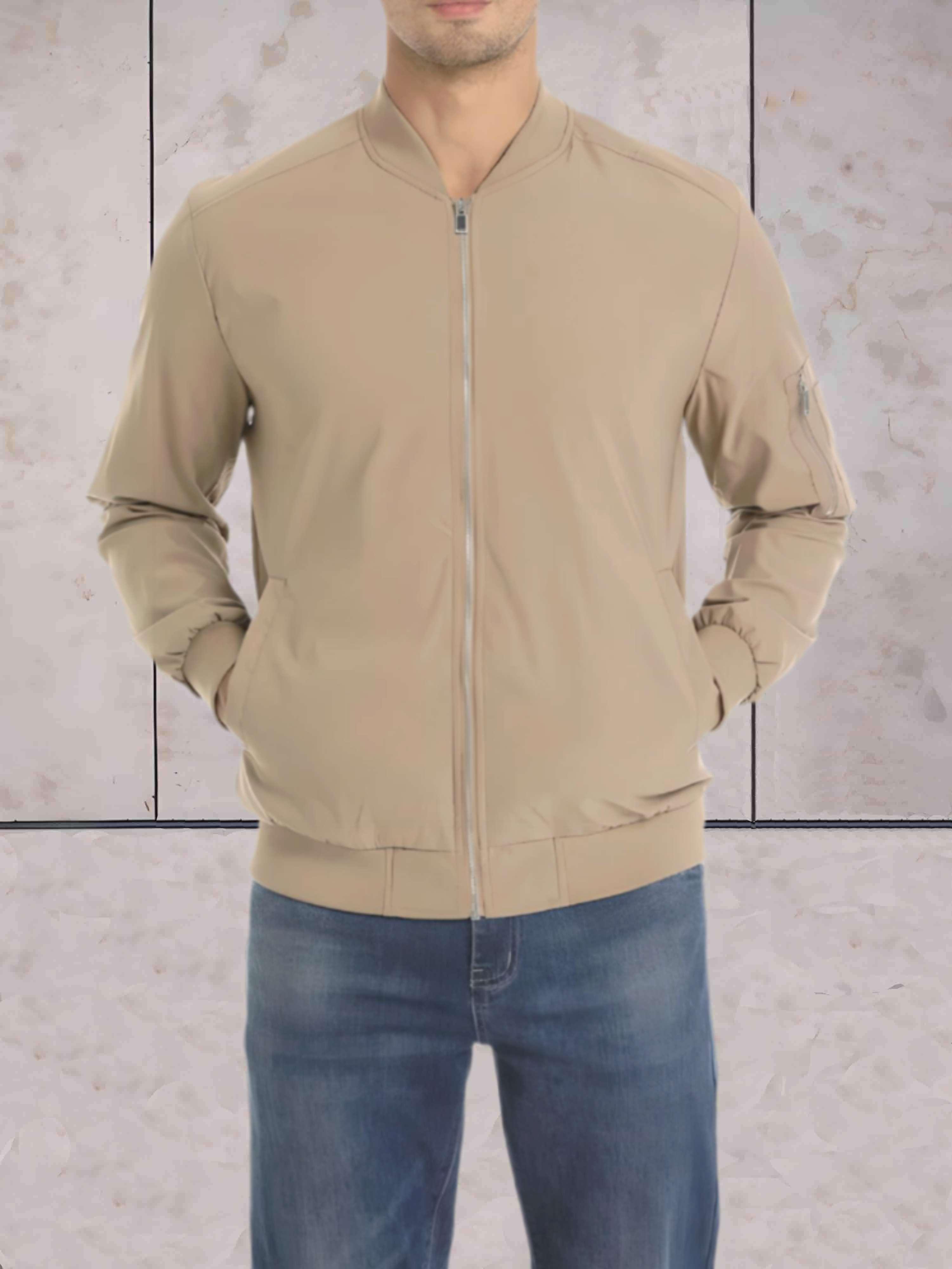 Andy - Einfache Polyesterjacke mit Stehkragen und Reißverschluss