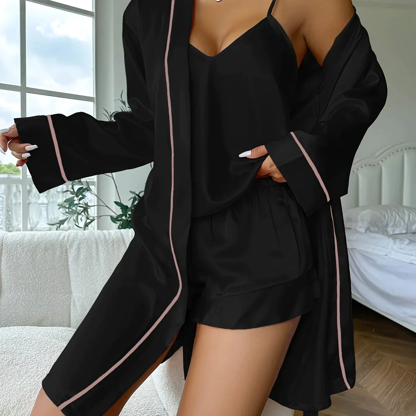 3-teiliges Satin-Pyjama-Set - Barbara