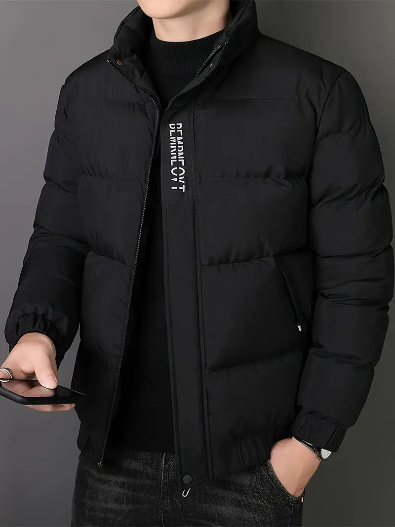 Klassische Herren-Fleecejacke, 100% Polyester, mit bequemem Stehkragen