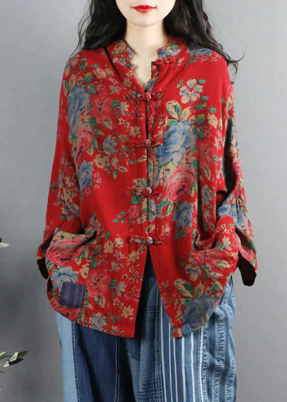 RedDynasty – Mäntel im chinesischen Stil mit rotem Print