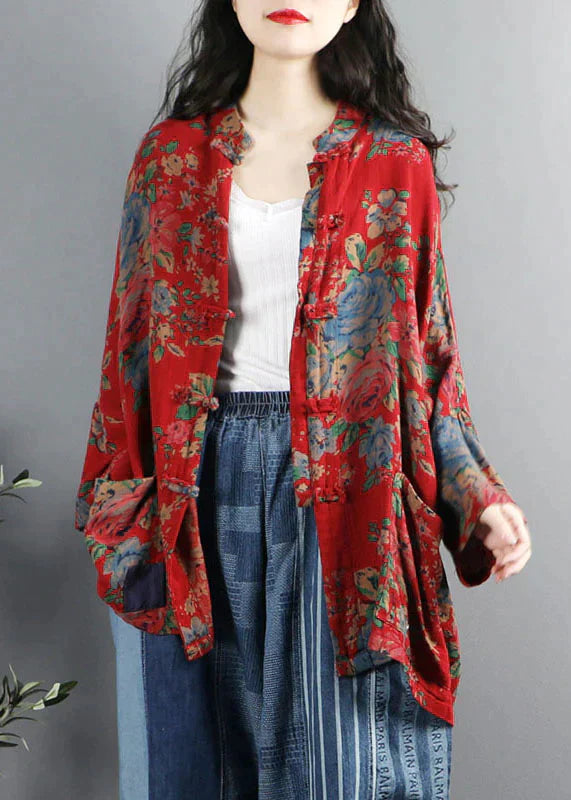 RedDynasty – Mäntel im chinesischen Stil mit rotem Print