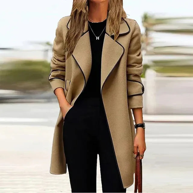 StilLang – Eleganter langer Damenmantel mit zeitlosem Chic