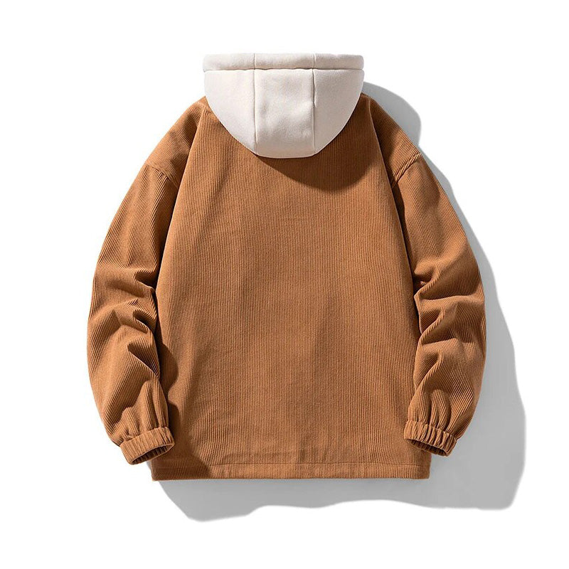 Herrenjacke aus samtigem Cord mit Kapuze - Ultra bequem und gefüttert