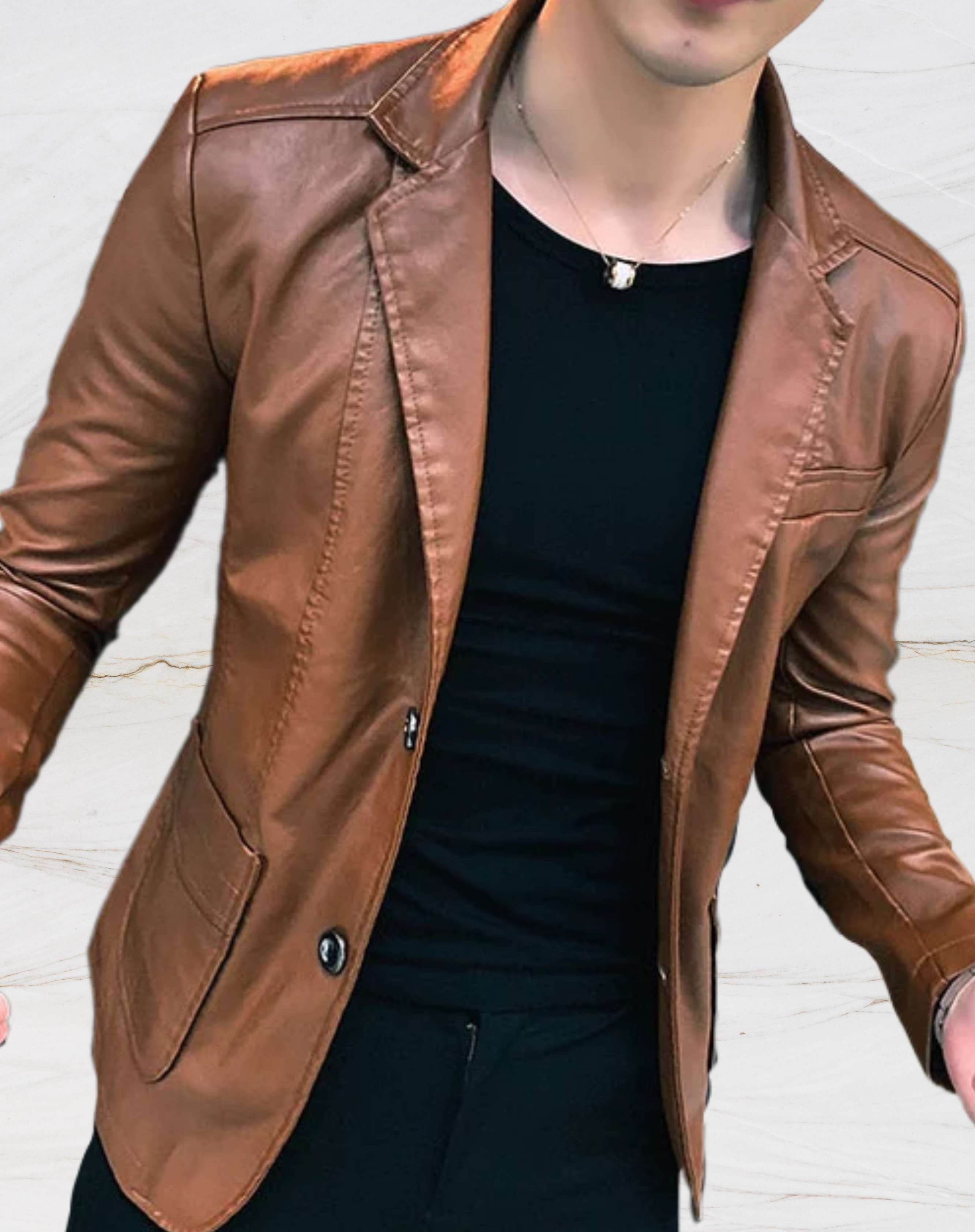 SlimFit Leather – Lässige, schmal geschnittene Lederjacke