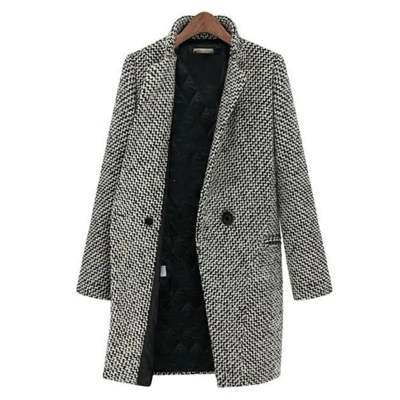 Eleganter und raffinierter langer Wollmantel für Damen
