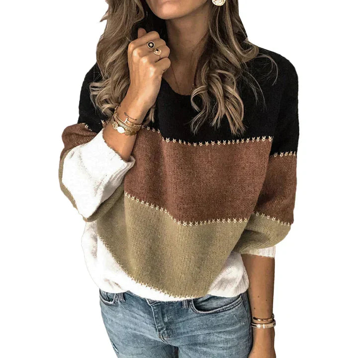Cassey - Elegance Gestreifter Langarm-Pullover