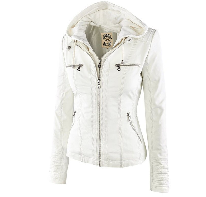 Kiaras - Lederjacke mit Kapuze für Damen