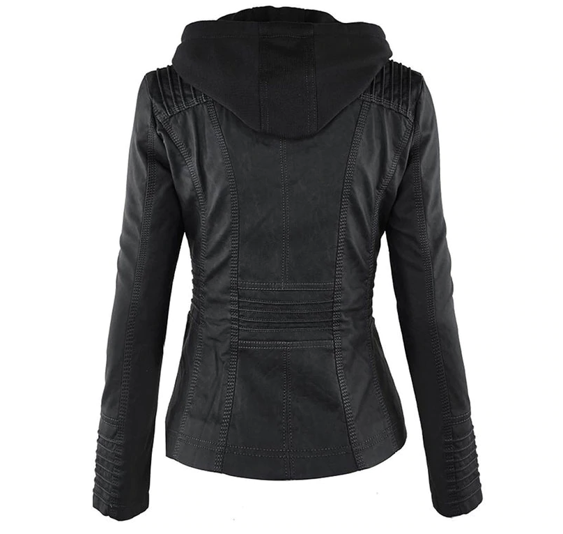 Kiaras - Lederjacke mit Kapuze für Damen