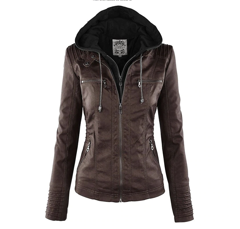Kiaras - Lederjacke mit Kapuze für Damen