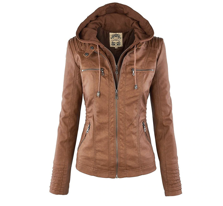 Kiaras - Lederjacke mit Kapuze für Damen
