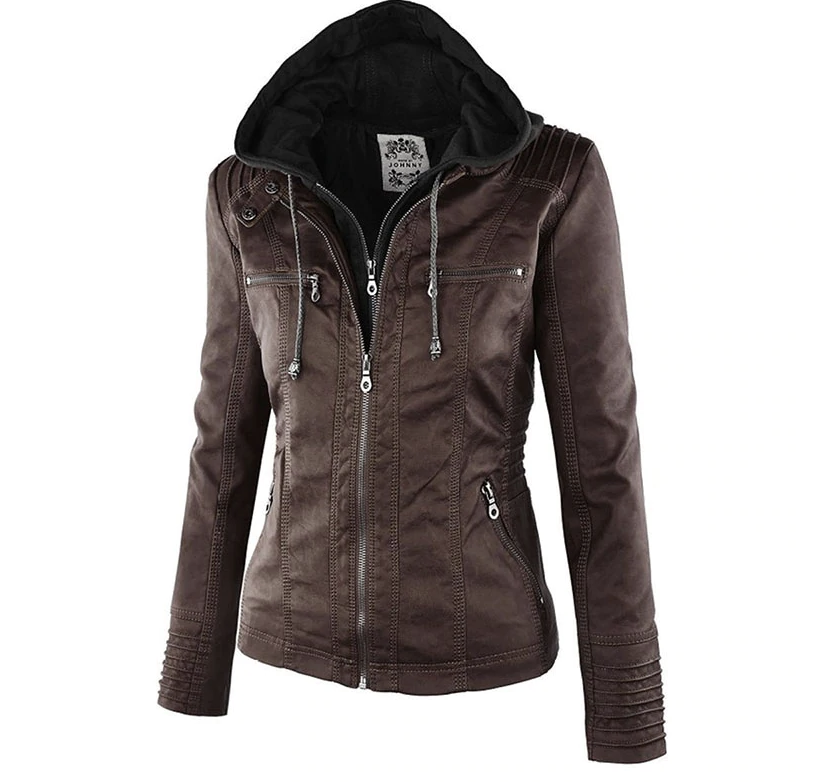 Kiaras - Lederjacke mit Kapuze für Damen