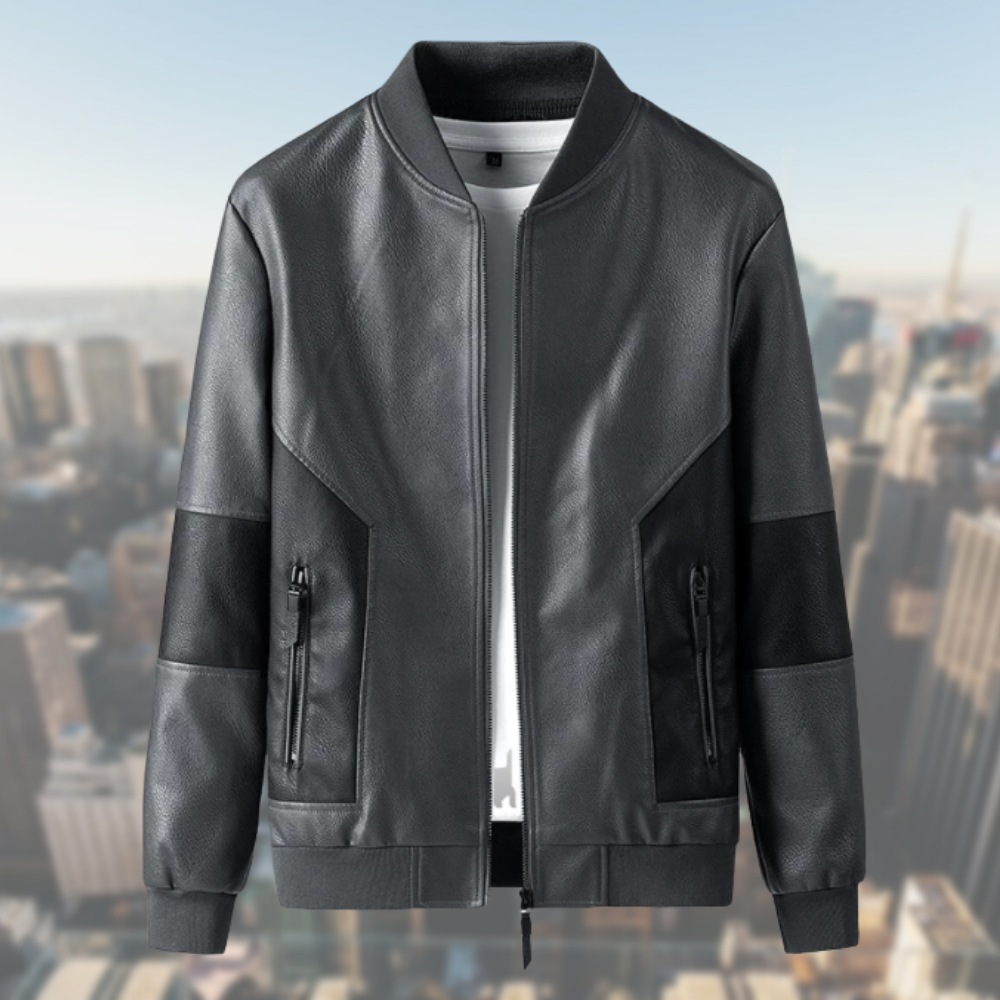 Benjamin - Herren Lederjacke mit Patchwork und Reißverschlusstaschen
