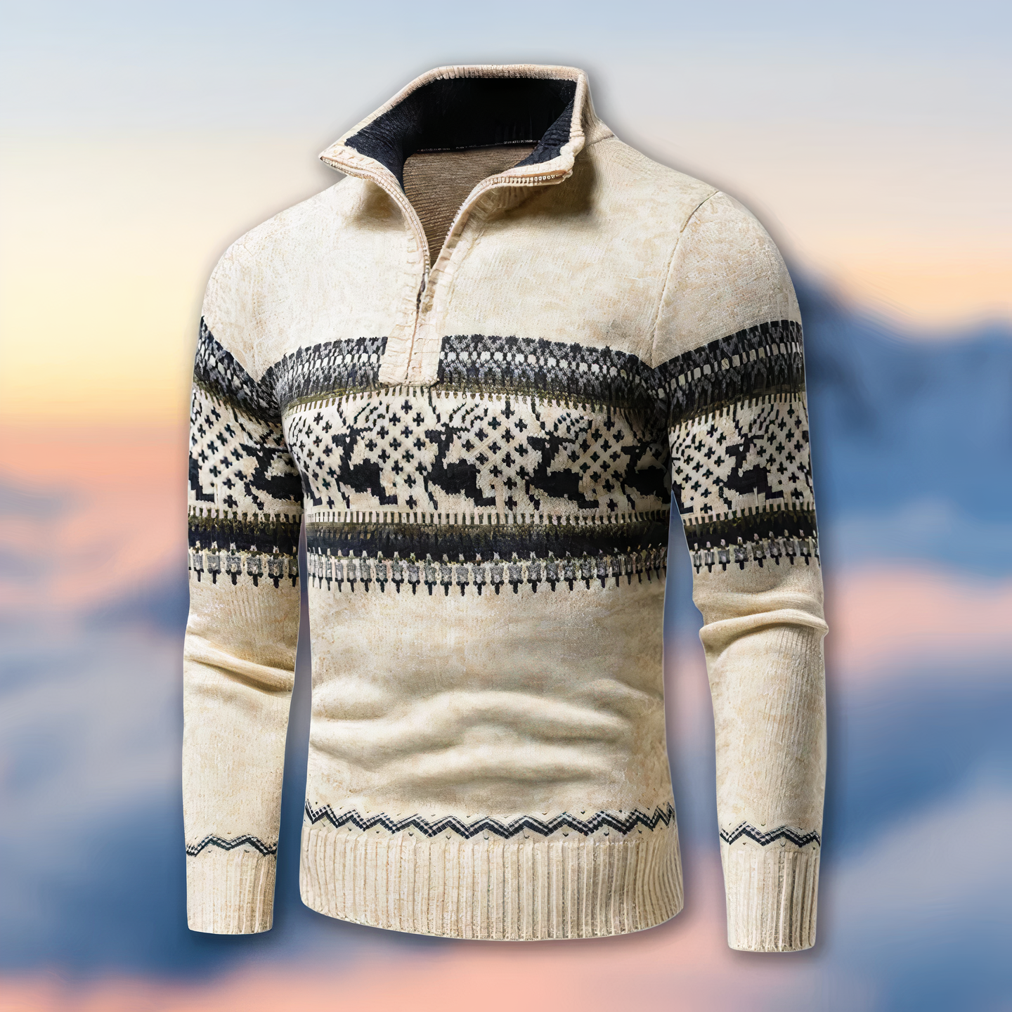 Munro - Strickpullover mit halbem Reißverschluss