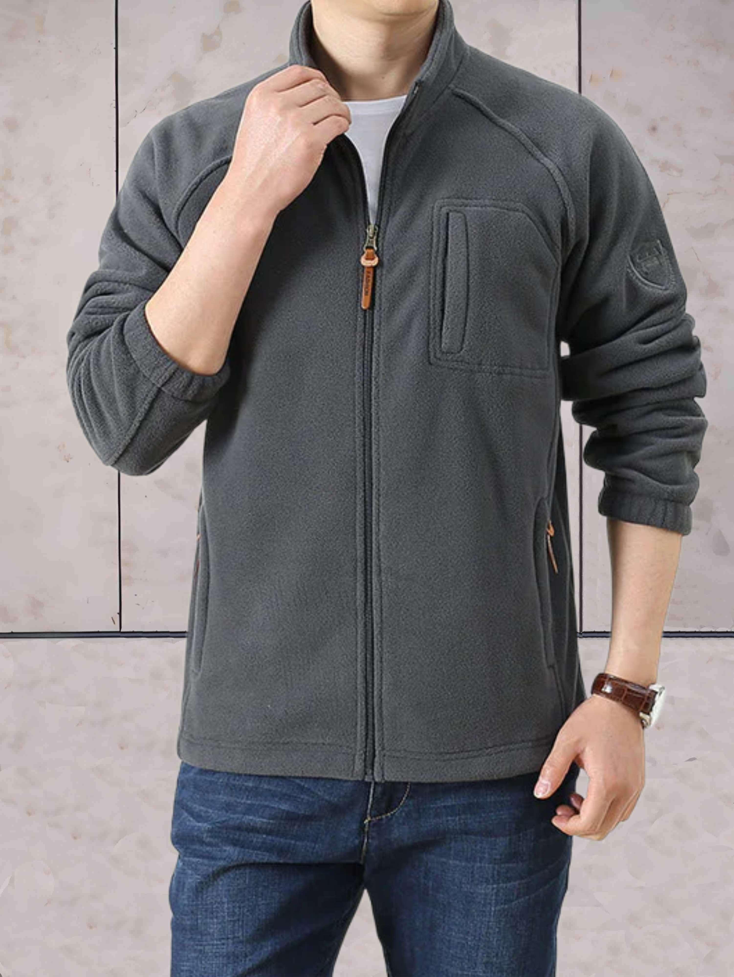 Mark - Lässige Fleecejacke mit Stehkragen, Taschen und durchgehendem Reißverschluss