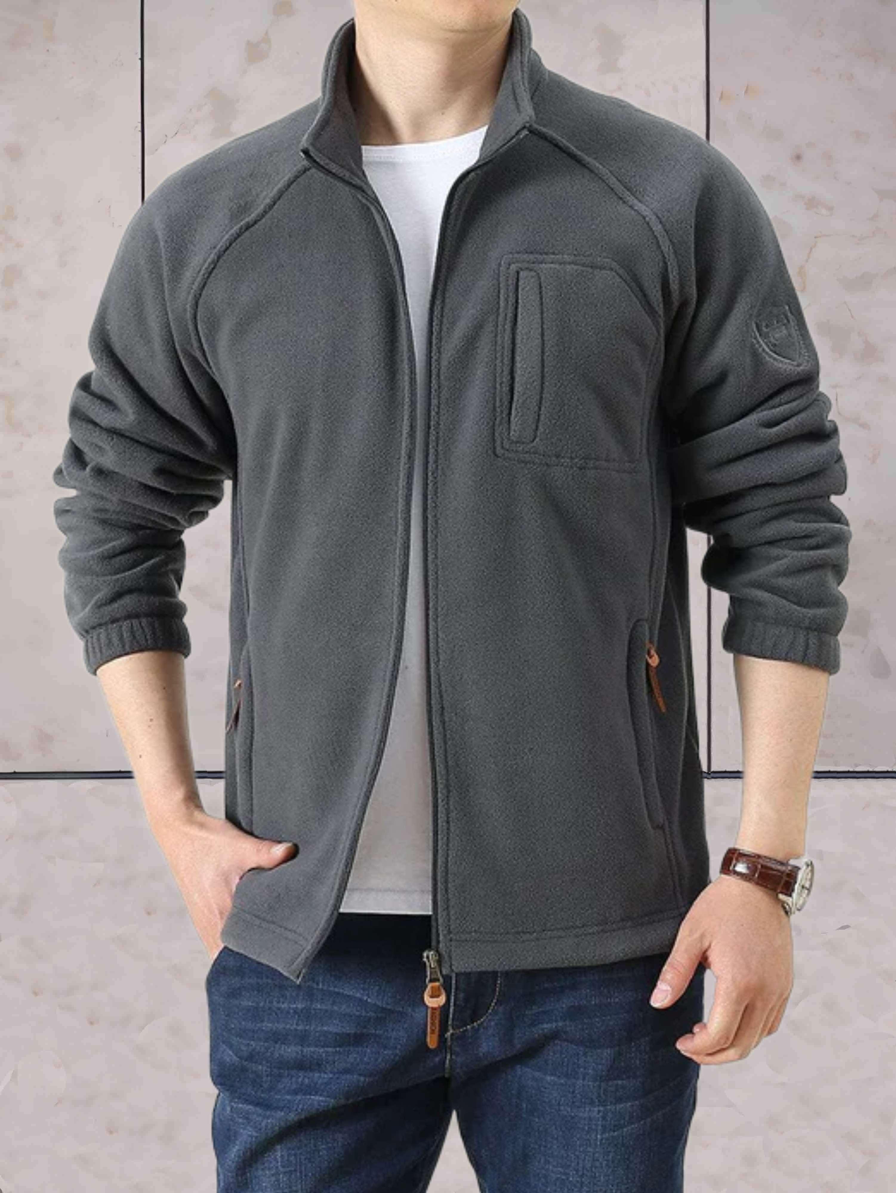 Mark - Lässige Fleecejacke mit Stehkragen, Taschen und durchgehendem Reißverschluss