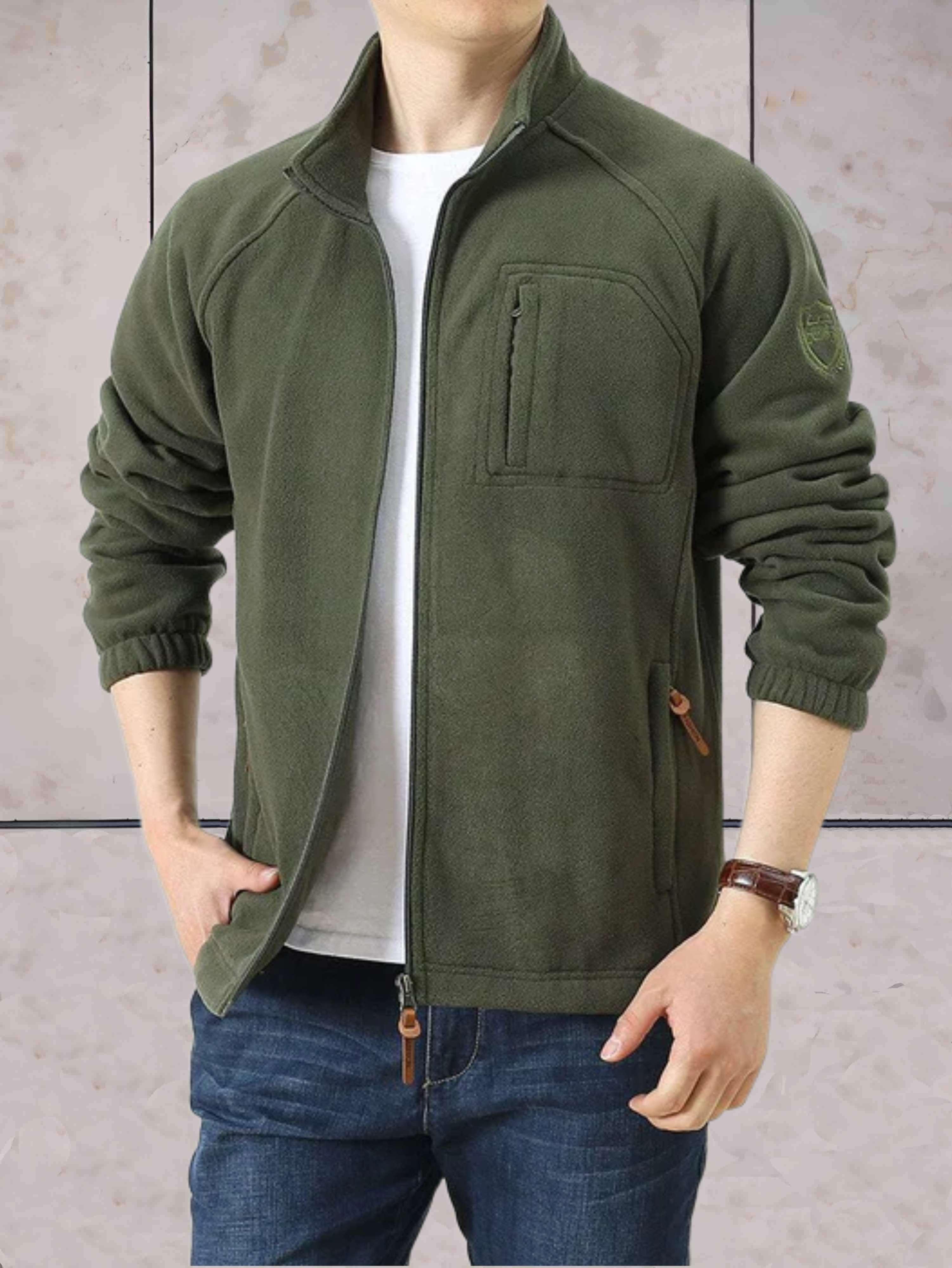 Mark - Lässige Fleecejacke mit Stehkragen, Taschen und durchgehendem Reißverschluss