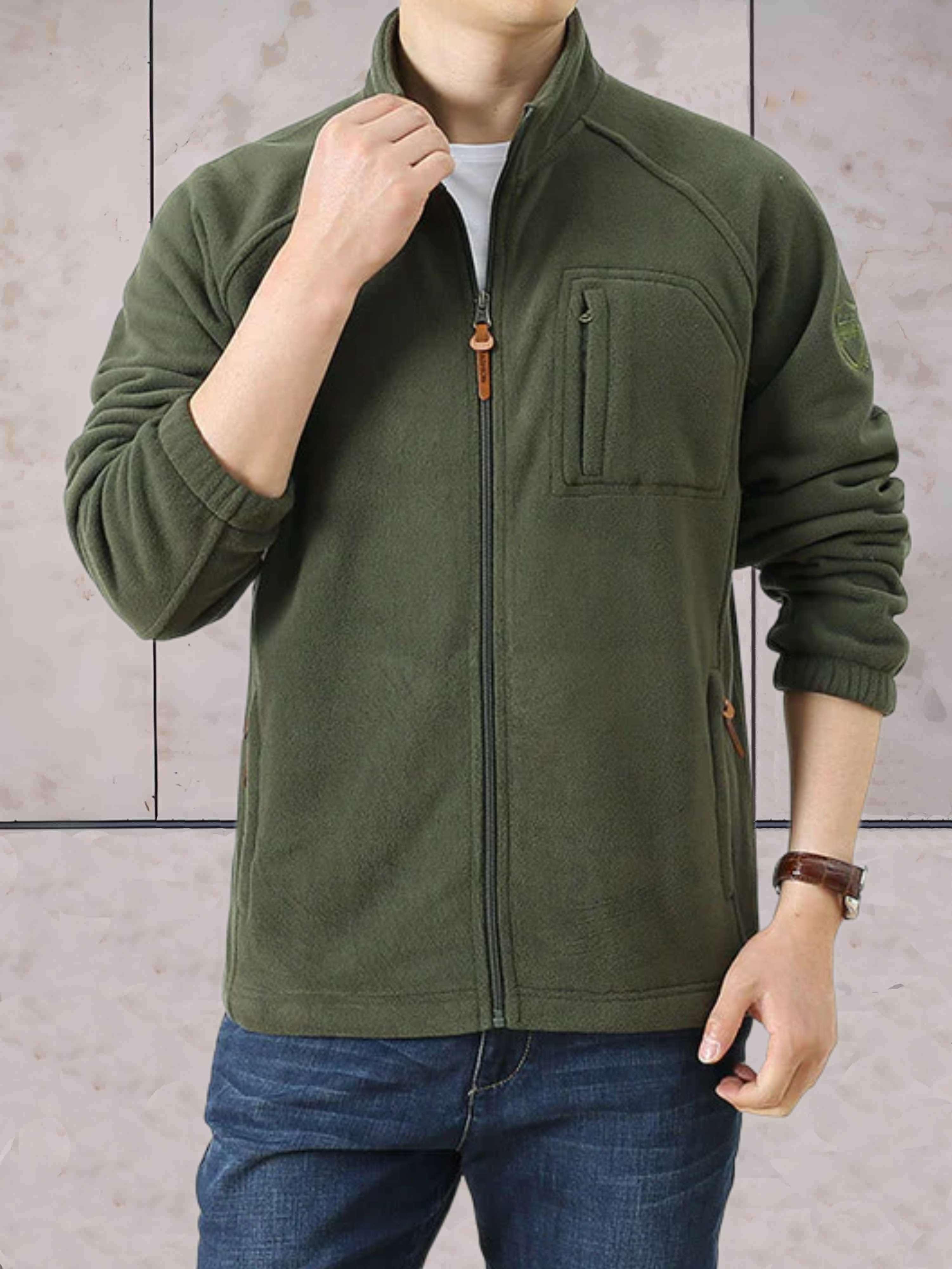 Mark - Lässige Fleecejacke mit Stehkragen, Taschen und durchgehendem Reißverschluss