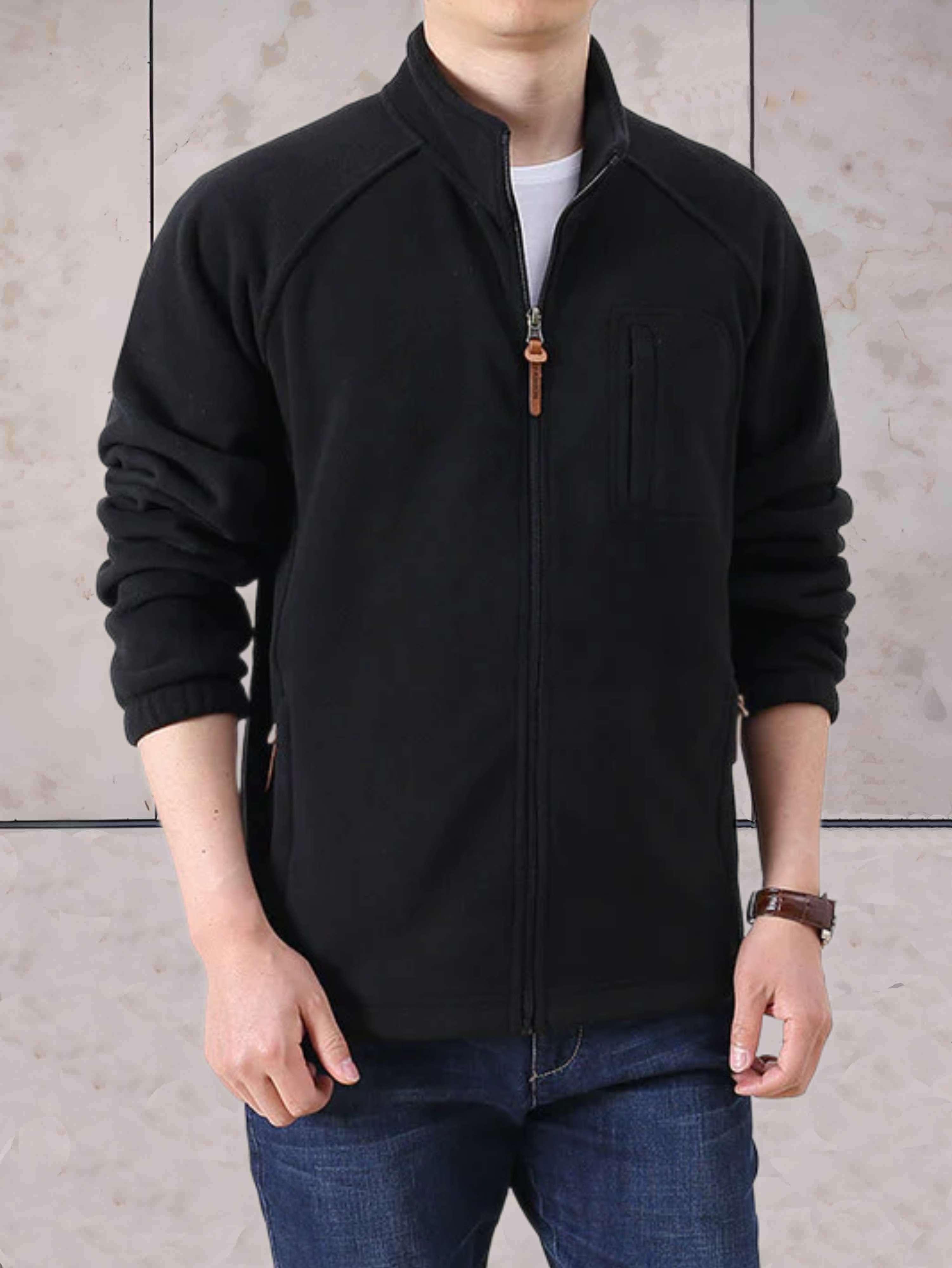 Mark - Lässige Fleecejacke mit Stehkragen, Taschen und durchgehendem Reißverschluss