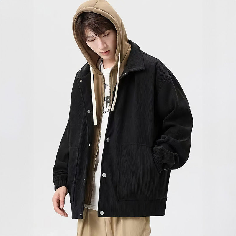 Herrenjacke aus samtigem Cord mit Kapuze - Ultra bequem und gefüttert