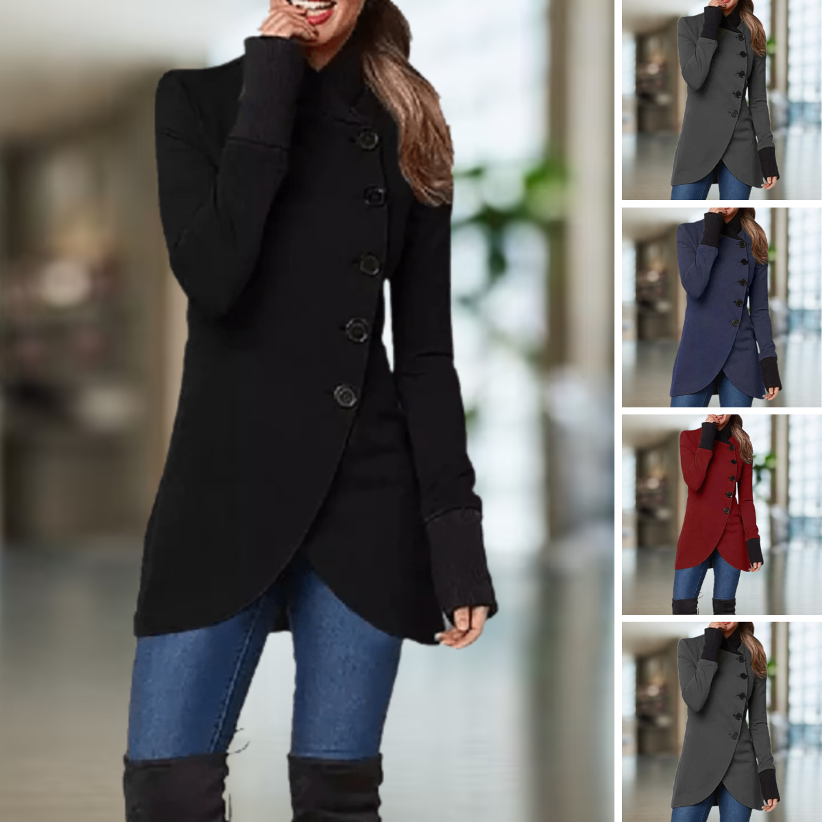 Eleganter Mantel mit Stehkragen für Frauen - Modell Yasmine