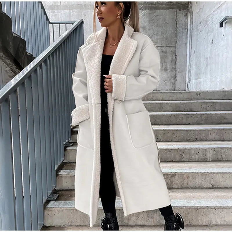 Adella - Lange Lederjacke mit Pelz