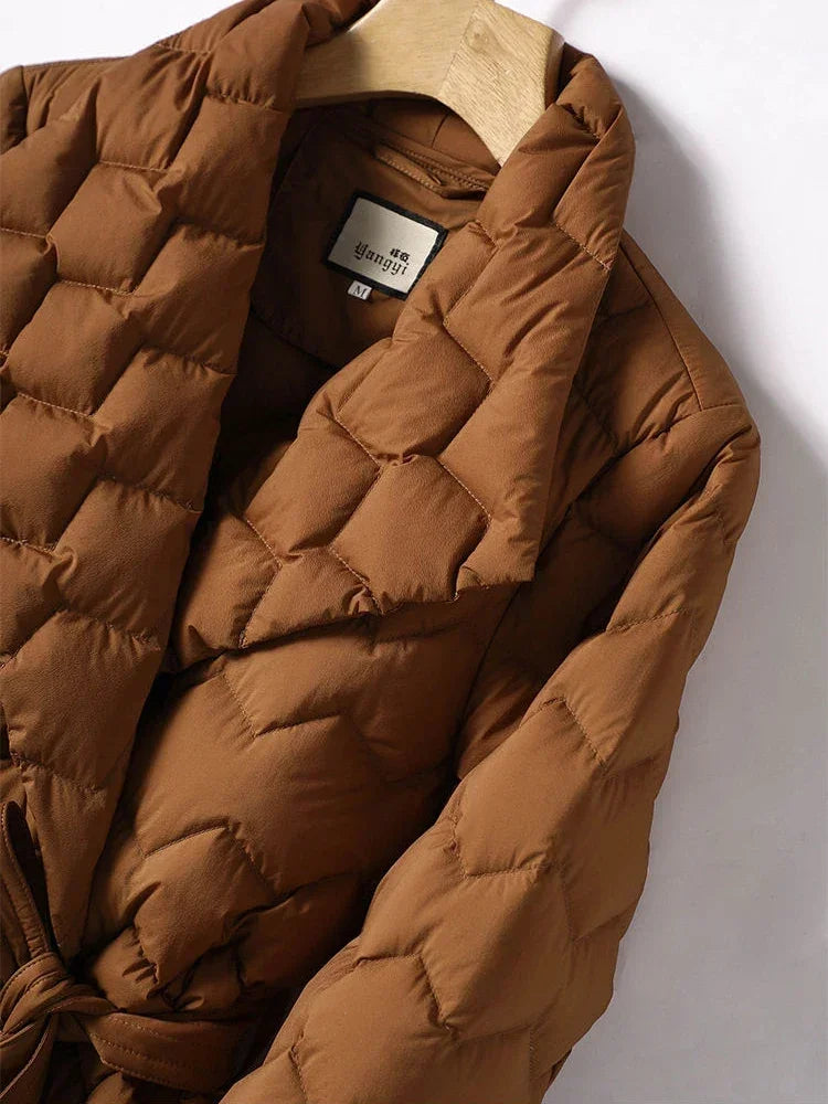 Chic Daunenjacke mit Gürtel – Ein Eleganter und Raffinierter Stil