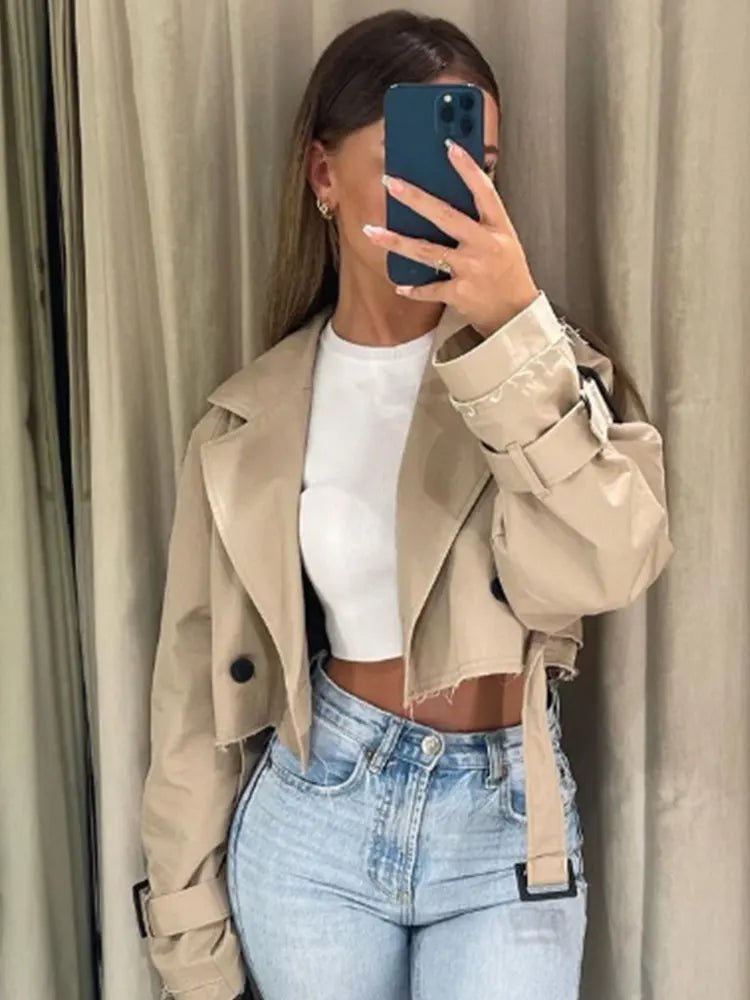 HimmelGlanz - Exklusive Cropped Trenchcoat Jacke für Damen