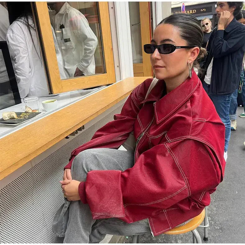 Faye - Trendige und elegante Oversize-Lederjacke