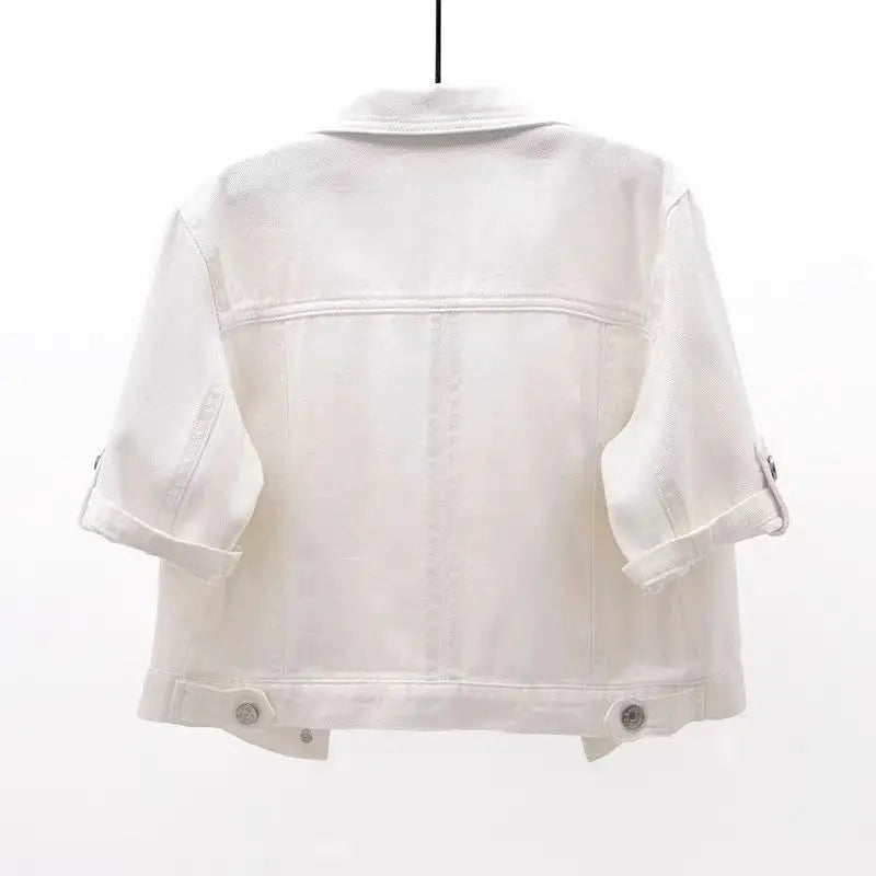 Mezzi - Einfarbige Jeansjacke mit kurzen Ärmeln