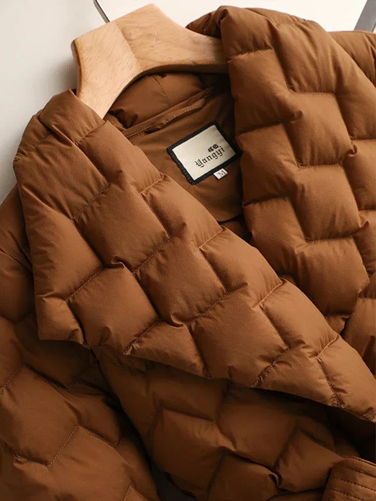Chic Daunenjacke mit Gürtel – Ein Eleganter und Raffinierter Stil
