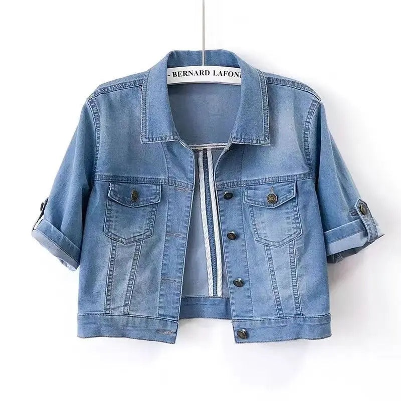 Mezzi - Einfarbige Jeansjacke mit kurzen Ärmeln