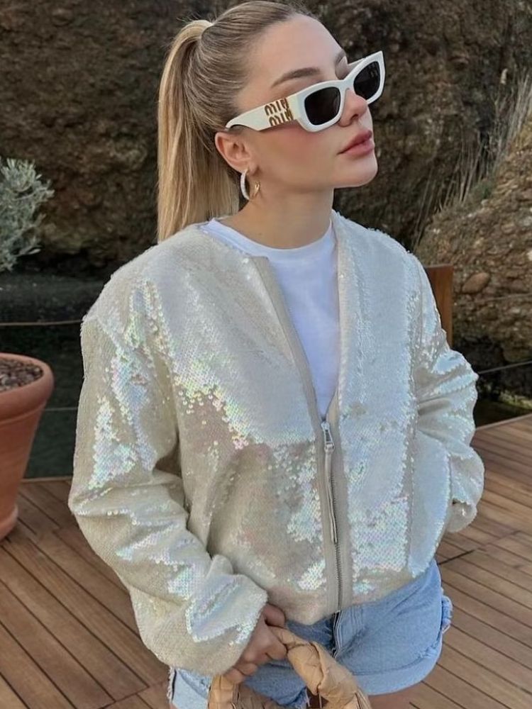 GlitterBomber – Glitzer-Bomberjacke für Damen