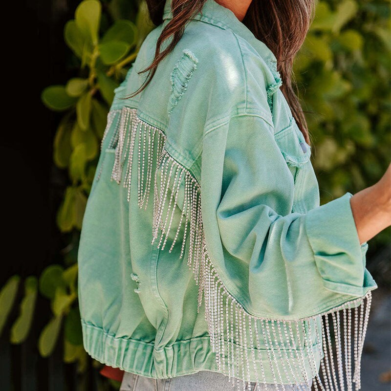 Jackie - Jeansjacke mit Glitzer Fransen