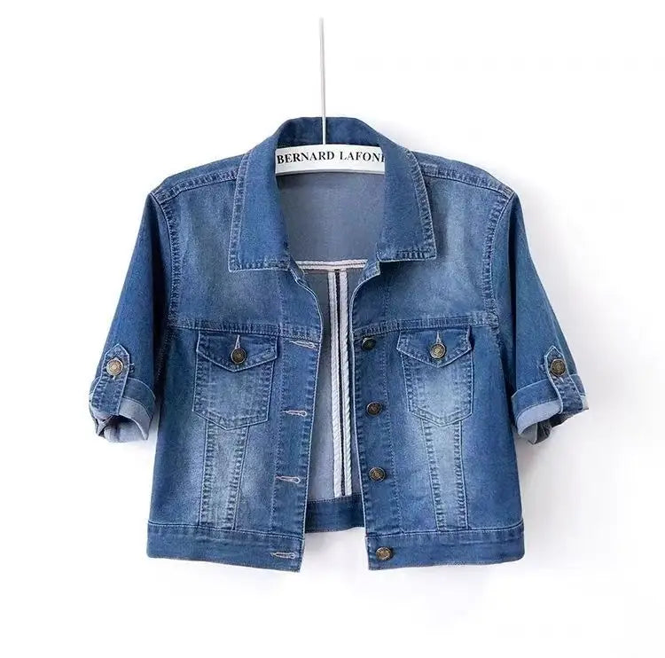 Mezzi - Einfarbige Jeansjacke mit kurzen Ärmeln