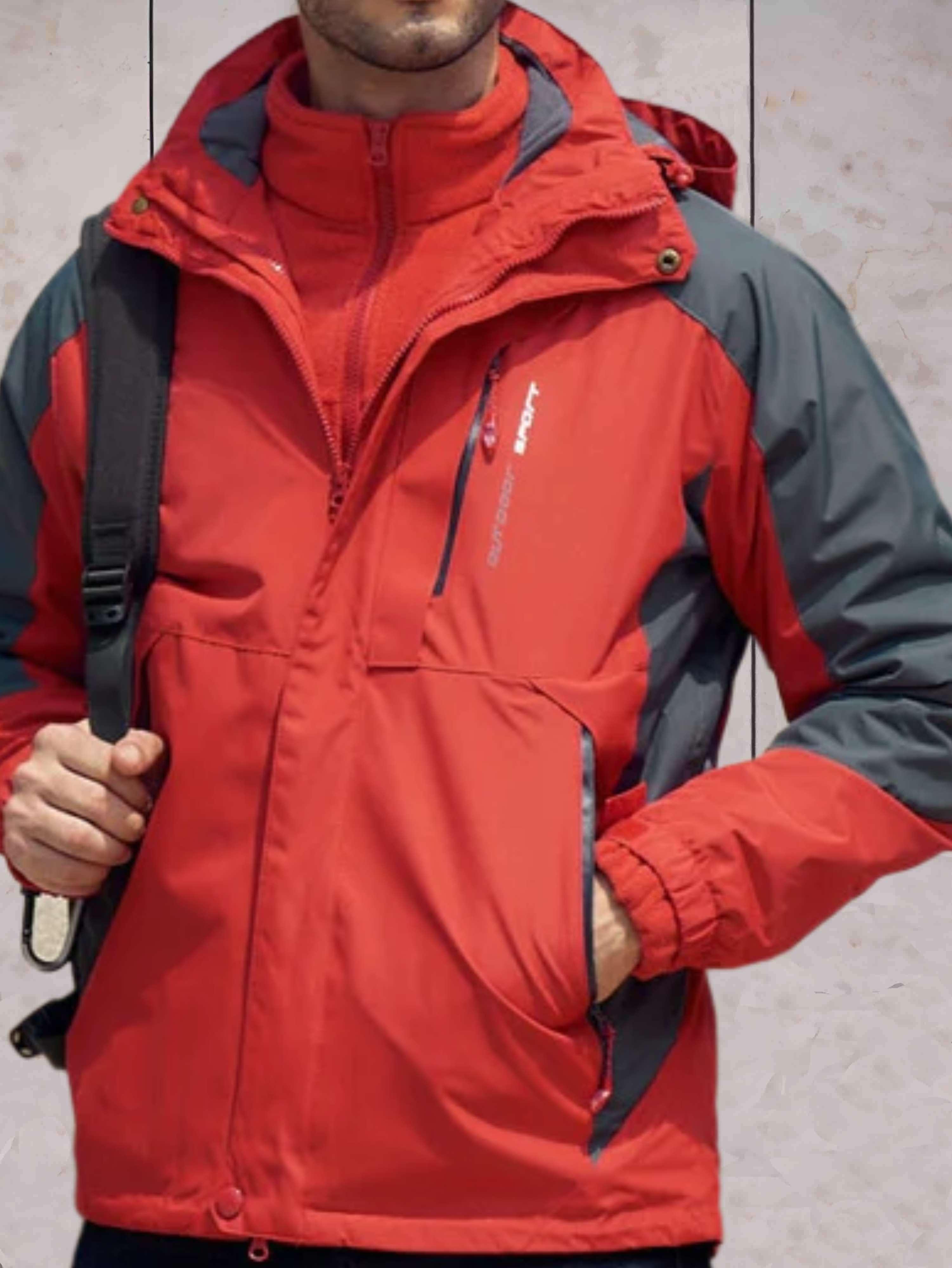 Scott - Wind- und wasserdichte Wanderjacke mit Kapuze, Taschen und doppeltem Reißverschluss und Knopfverschluss