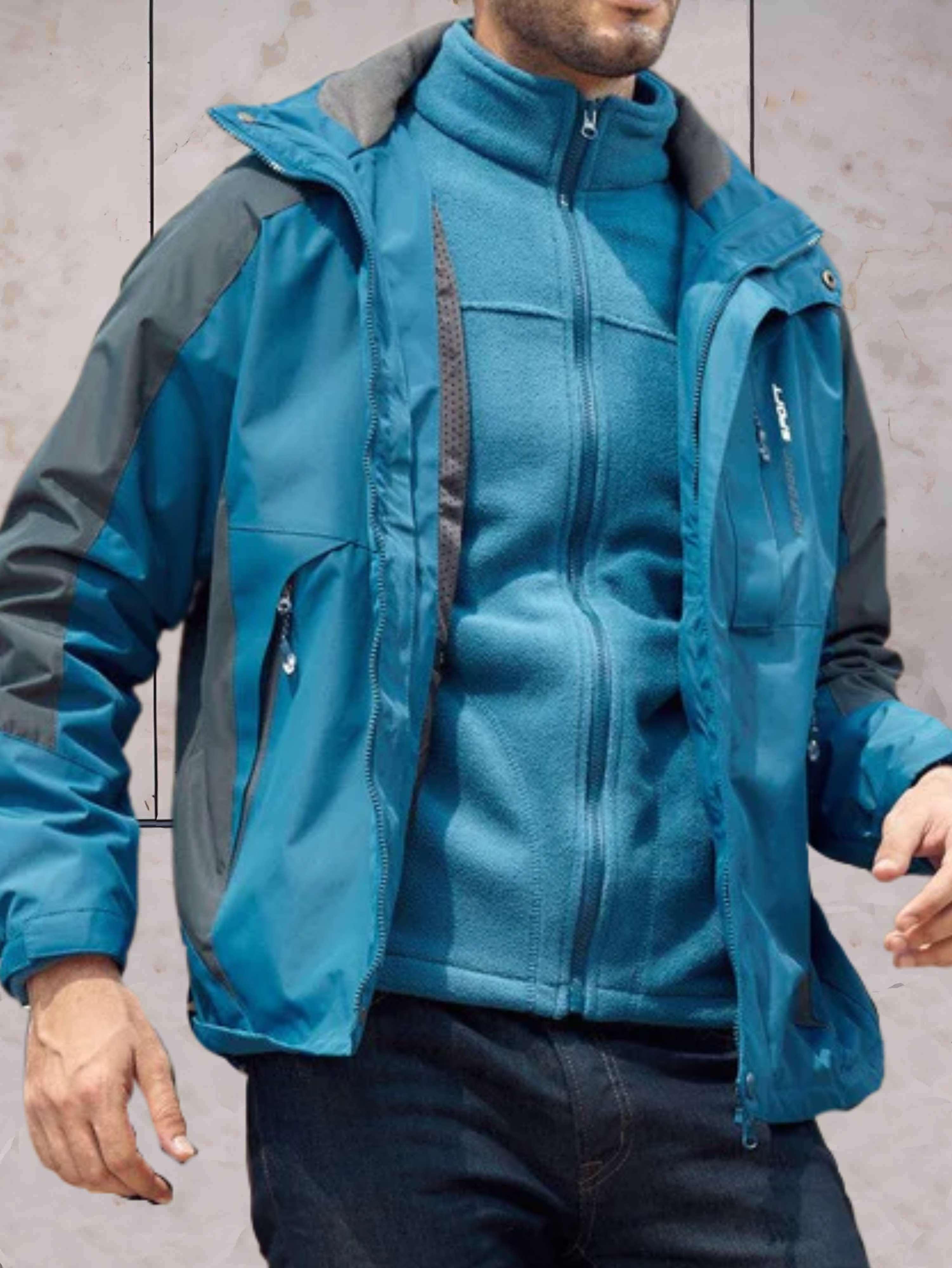 Scott - Wind- und wasserdichte Wanderjacke mit Kapuze, Taschen und doppeltem Reißverschluss und Knopfverschluss