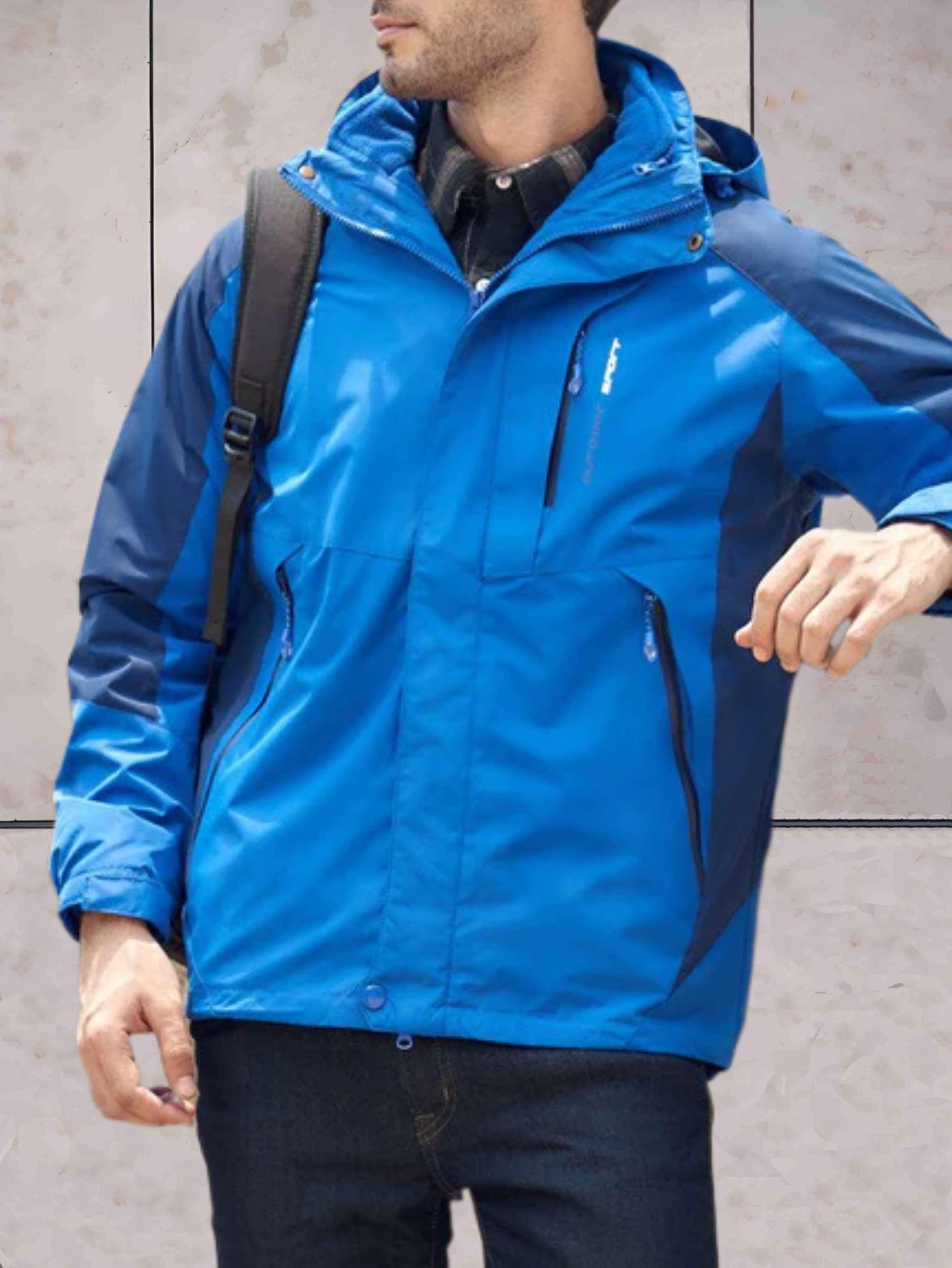 Scott - Wind- und wasserdichte Wanderjacke mit Kapuze, Taschen und doppeltem Reißverschluss und Knopfverschluss