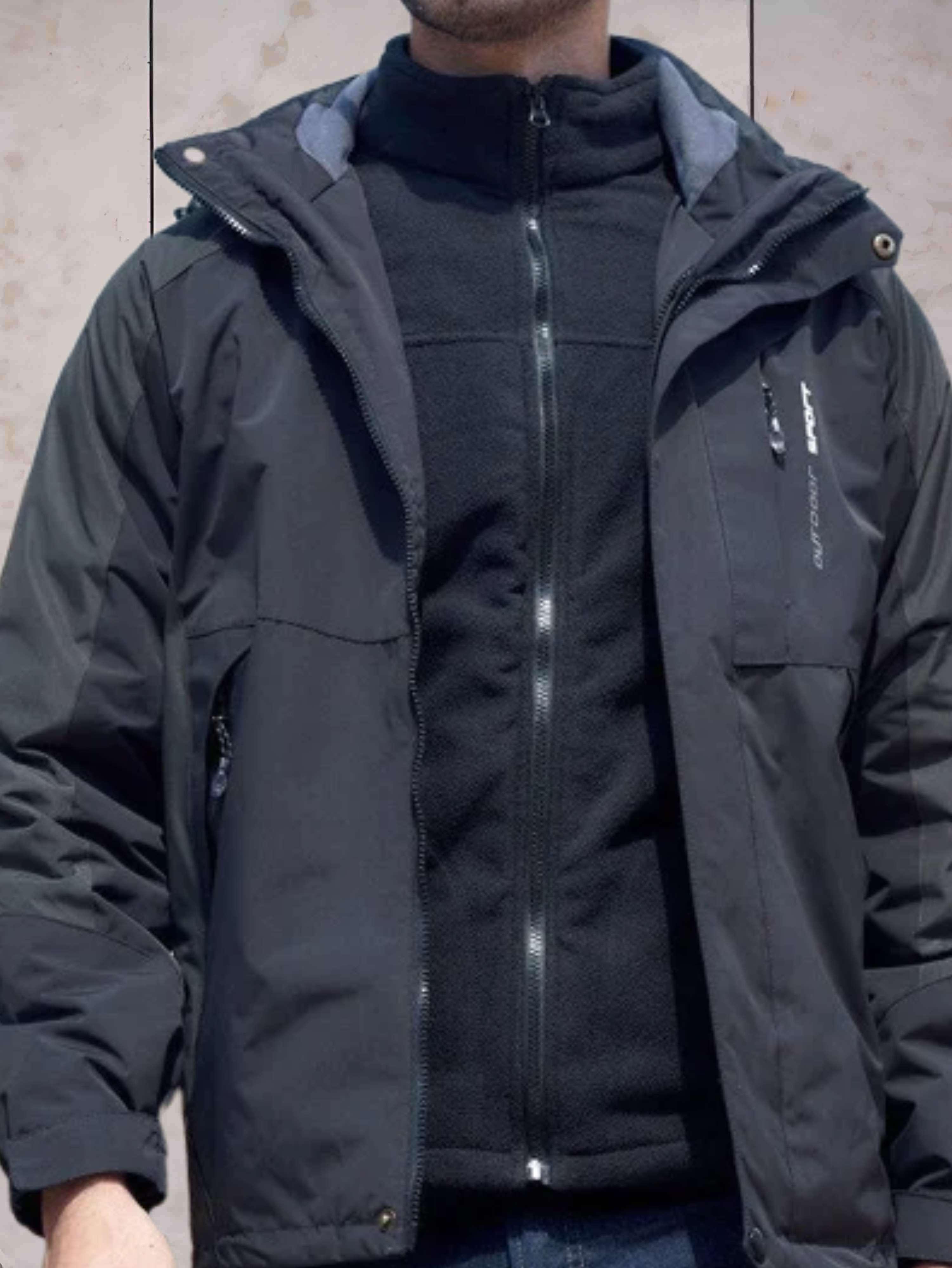 Scott - Wind- und wasserdichte Wanderjacke mit Kapuze, Taschen und doppeltem Reißverschluss und Knopfverschluss