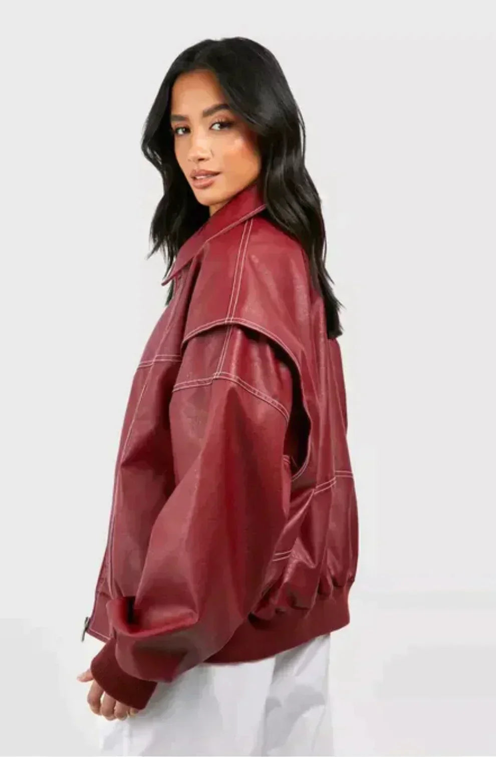 Faye - Trendige und elegante Oversize-Lederjacke
