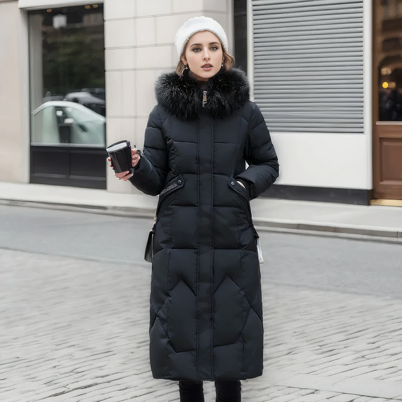 WinterStern - Eleganter Mittellanger Parka mit Verdeckter Kapuze